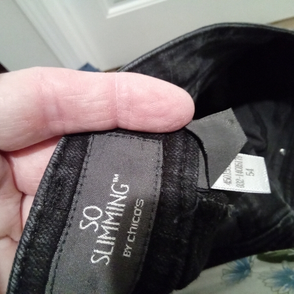 Chicos So Slimming Plus Size 3 (16) Black Straight Leg Denim Blue Jeans - Picture 2 of 13